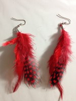 Brincos Penas vermelho / Earrings red feathers
