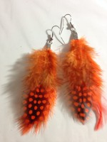 Brincos penas laranjas / Earrings ORANGE feathers